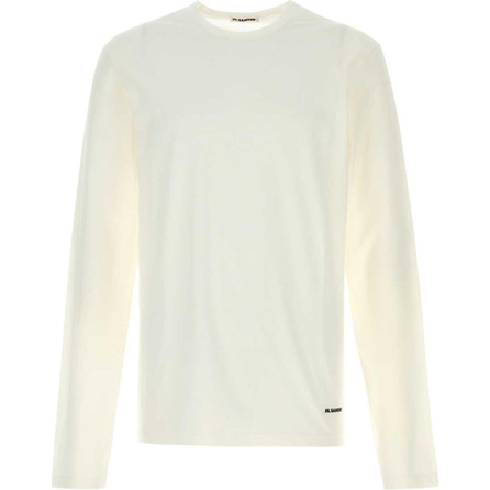 JIL SANDER Solid Color Hooded Zip-Front Slim-Fit Long Sleeve T-Shirt Men's White