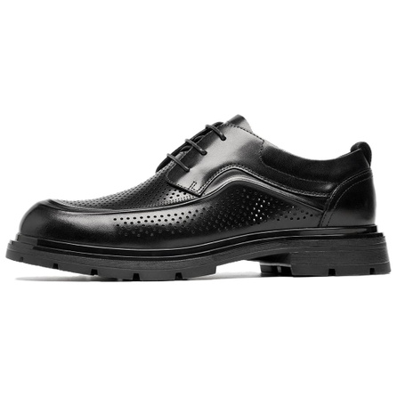 C°BANNER Top Grain Leather Classic Retro Mesh Breathable Formal Dress Shoes Men's Black
