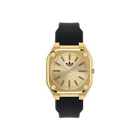 Adidas Originals Adidas CITY TECH THIN Collection Wrist Watch Quartz Movement Silicone Strap 39mm Gold Dial Unisex