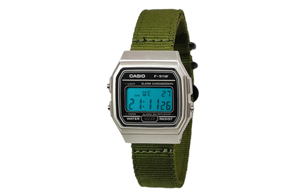 [Custom Watch] CASIO Modification Series Various Color Crystals Daily Water Resistant Student Quartz Watch F-91WM-7A Modification - Spectral Line Era Quartz Movement Nylon Strap Japanese Korean Watch Men's Watch Black Dial