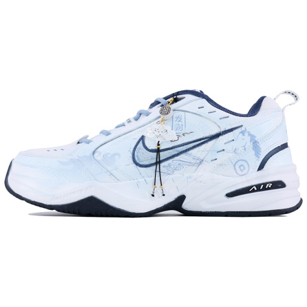 [Custom Sneakers] Nike Air Monarch 4 White Navy National Style Year of the Horse Limited Edition Retro Trendy Casual Classic Basic Versatile CNY Low-Top Dad Shoes Men's White Blue