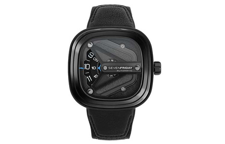 SEVENFRIDAY Automatic Movement 30M Water Resistant Men's Watch Swiss Black Dial Stainless Steel Case Leather Strap