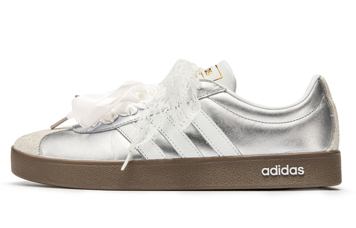 Custom Sneakers adidas VL COURT 2.0 Lace Doodle Simple Versatile Anti-Slip Low-Top Sneakers Unisex Silver White