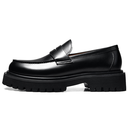 THOM WILLS Business Versatile Calfskin Penny Loafers Casual Shoes Approx. 4.8cm Men's Black