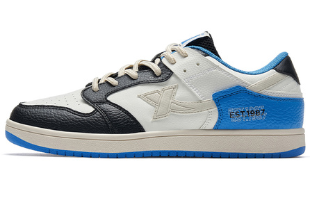 XTEP Skateboard Shoes Men Low-Top Canvas White Black/Beijing Blue