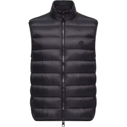 Moncler SS26 Deneb Down-Filled Gilet Logo Zipper Stand Collar Pocket Down Vest Men's
