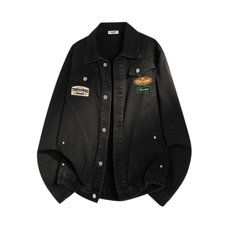 HUANQIU American High-Street Washed Denim Biker Jacket Unisex
