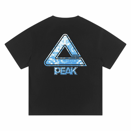 Peak 260g High Gram Weight Pure Cotton American High Street Vintage Floral Brand Logo Letter Print Trendy Versatile Daily Commute Couple Casual Loose Comfortable Breathable Crew Neck Drop Shoulder Short Sleeve T-Shirt Unisex