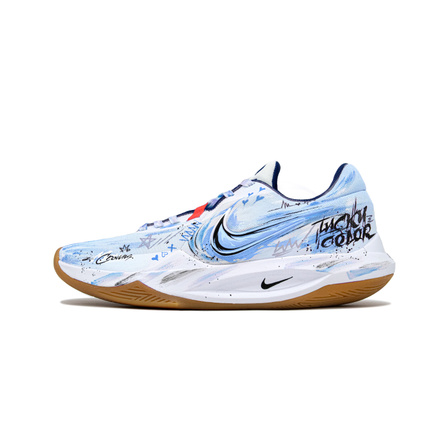 Custom SneakersNike Precision 6 Blue Ting Star Ripple Graffiti Boyfriend Daily Performance Fabric Mesh Low-Top Basketball Shoes Men's