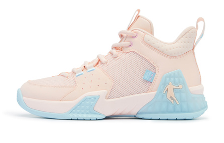 QIAODAN Kill Shot 1.0 Basketball Shoes Men Low-Top Cloud Pink Crescent Blue