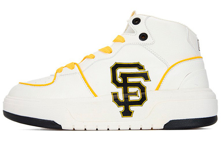 MLB Chunky Liner High Slip-Resistant Cushioning Wear-Resistant Mid-Top Skateboard Shoes Unisex White Yellow