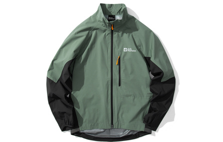 Jack Wolfskin Letter Logo Print Patchwork Color Block Outdoor Windproof Waterproof Breathable Stand Collar Zip-Up Shell Jacket Men's