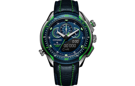 CITIZEN PROMASTER Series Triple-Eye Diver Eco-Drive Quartz Movement Leather Strap Japanese Korean Watch Men's Blue Dial