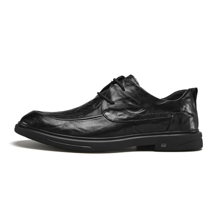 Yearcon Cow Leather Business Soft Upper Lace-Up Commute Casual Shoes Men's Black