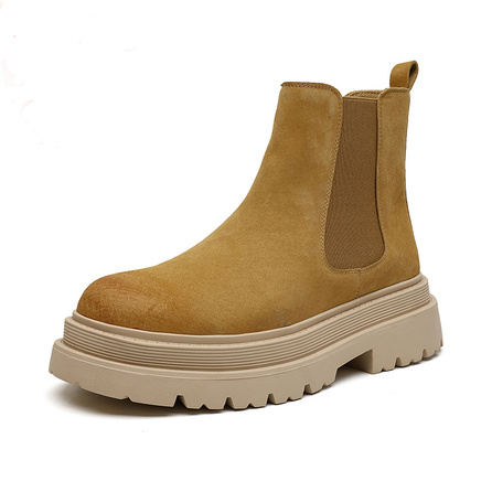 Jianxiu Microfiber Leather Fashion Ankle Boots Men's Yellow