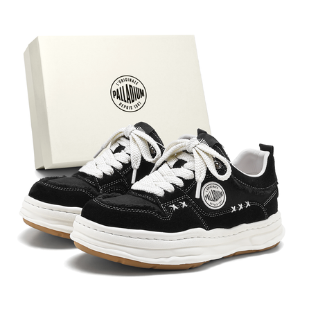 Palladium Summer Suede Retro Fashionable Trendy Melted Sole Shoes Personalized Brushed Fringe Thick Sole Height Increase 5cm Anti-Slip Wear-Resistant Breathable Sports Casual Commute Street Hip-Hop Skateboard Couple Skate Shoes Men's