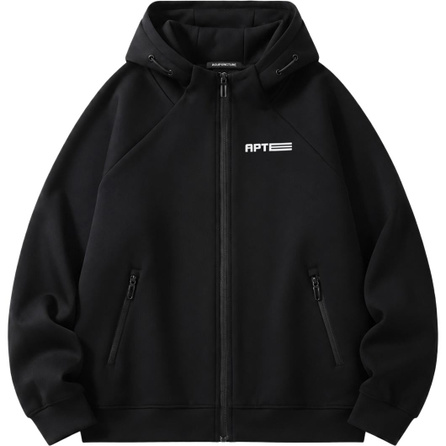 Acupuncture 400g Liquid Cotton High Quality Minimalist Solid Color Hooded Sports Style Couple Style Stand Collar Zip Jacket Loose Casual Versatile Cardigan Wear-Resistant Warm Daily Commute Fashion Trendy Hoodie Unisex