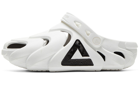 Peak Taichi Kunpeng Lazy Shoes Half Slippers Trendy Versatile Cushioning Responsive Sandals Men's Cream White-Black