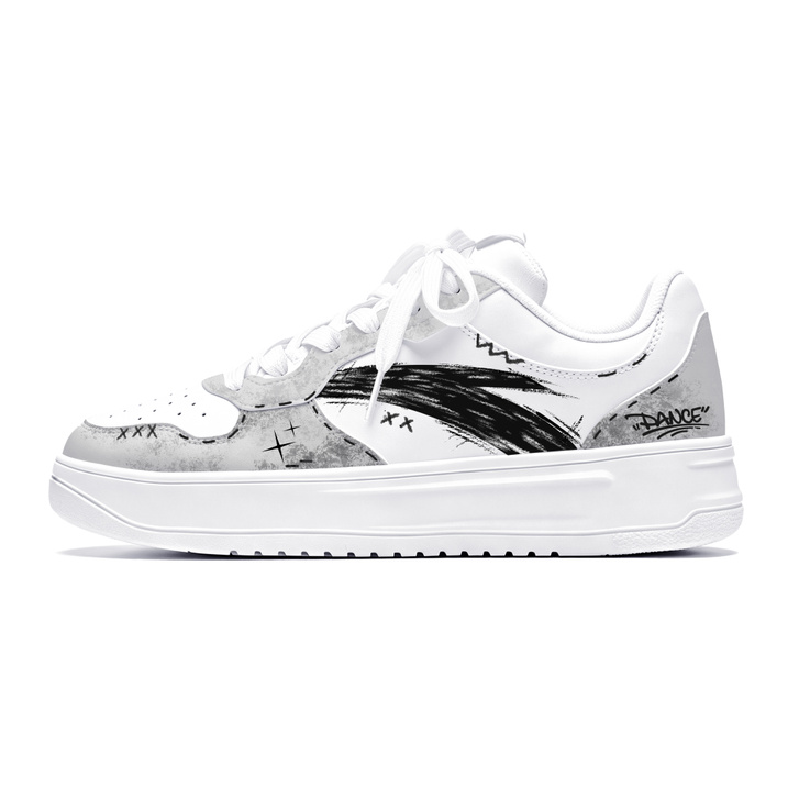 [Custom Sneakers] Anta Easy Ink Meteor Star Chase Synthetic Leather Graffiti Street Trendy Versatile High Street Motorcycle Niche Korean Style Height Increasing Wear-Resistant Lightweight Breathable Low-Top Sneakers Men's White Black Grey