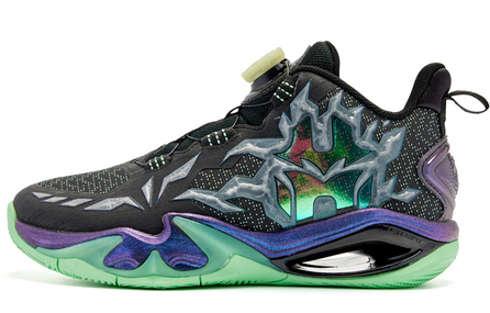 Qiaodan Fantasy Warrior 6.0 Dial Lace-Up Wear-Resistant Mid-Top Kids Basketball Shoes Aurora Green