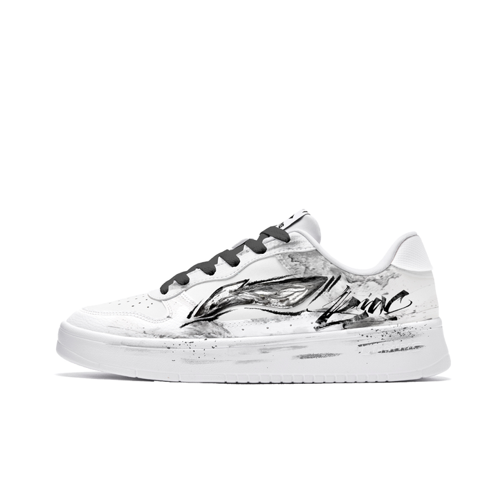 Custom Sneakers LiNing Ink Shadow Wind Speed Hand-Painted Minimalist Graffiti Ink Wash Fashion Trendy Design Cushioning Low-Top Skate Shoes Men's White Black