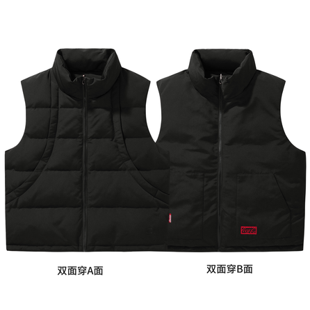 Coca-Cola 90% White Duck Down Reversible Letter Embroidery Heavyweight Print Stand Collar Down Vest Unisex