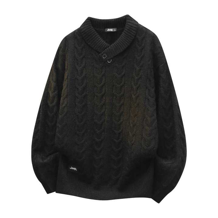 Jeep Alpaca Cloud Fleece Wool Loose Vintage American Cable Knit Turn-Down Collar Pullover Minimalist Fashion Soft Comfortable Autumn Winter Soft Warm Daily Commute Sweater Unisex