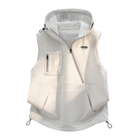 Jeep Casual Series American High Street Retro Workwear Style Vest Layering Daily Commute Mountain Outdoor Fishing Casual Minimalist Basic Hooded Vest Unisex белое