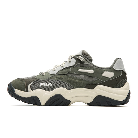 FILA KORAL Fabric Synthetic Leather Coral Shoes Fashion Casual Versatile Wear-Resistant Breathable Lightweight Low-Top Dad Shoes Men's Vetiver Green/Dark Lichen Green