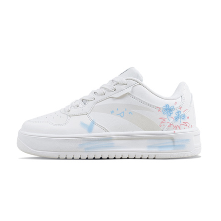 Custom SneakersAnta Relaxed Campus Style Couple Hand-Painted Fresh Casual Niche Fashion Trendy Versatile Comfortable Slip-Resistant Wear-Resistant Lightweight Low-Top Skate Shoes Men's White Blue