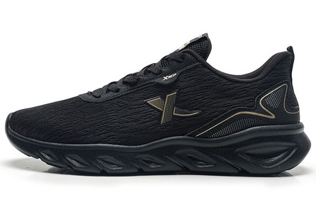 Xtep Mesh Breathable Low-Top Running Shoes Men's Black/New Metallic Gold