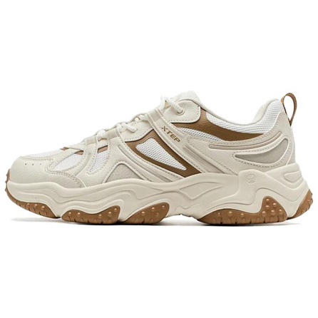 Xtep Volcano 2.0 Men's Low-Top Dad Sneakers Fabric & Synthetic Leather Cushioned Beige Brown