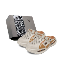 Playboy Minimalist Trendy Casual Versatile Hollow Breathable Lightweight Comfortable Soft Sole Beach Summer Cool Lazy Closed-Toe Slippers Two-Way Wear Creek Outdoor Sports Non-Slip Wear-Resistant Clogs Men's Gift Box Edition хаки