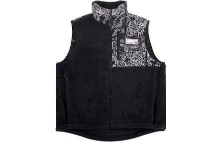 LI-NING Printed Stand Collar Polar Fleece Sleeveless Vest Men's Black