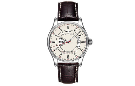 MIDO Brunner Series Automatic Mechanical Movement 100m Water-Resistant See-Through Case Date Function Men's Watch Swiss Made 40mm White Dial Stainless Steel Case