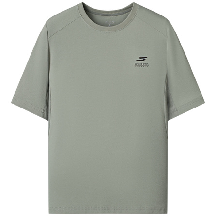 Skechers Colorful Series Summer Men's Short Sleeve T-Shirt Breathable Quick-Dry Cool Comfort Casual Business T-Shirt Unisex Field Green