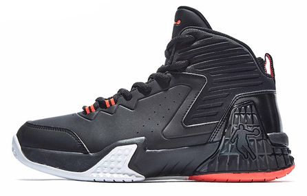 QIAODAN Grinding 1 Basketball Shoes Men High-Top Black Orange