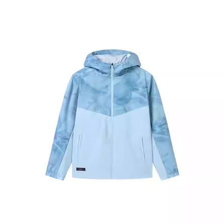 361° Outdoor Series All-Over Print Zip-Up Hooded Comfortable Breathable Versatile Sport Windbreaker Men's Bean Gray Blue
