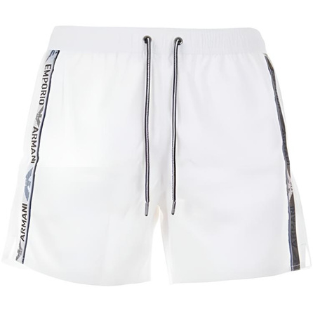 EMPORIO ARMANI SS24 Logo Letter Print Drawstring Casual Shorts Men's White
