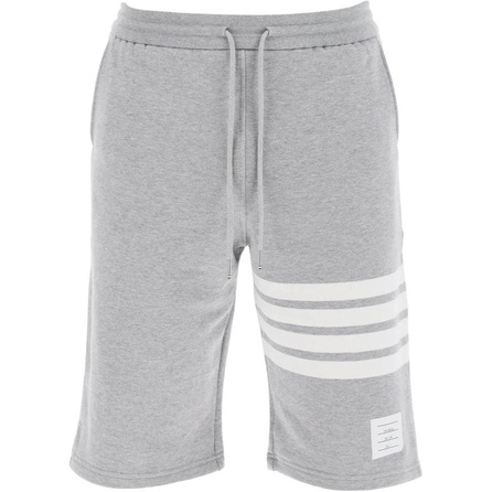 THOM BROWNE Striped Mid-Rise Drawstring 5-Panel Casual Shorts Men's Grey