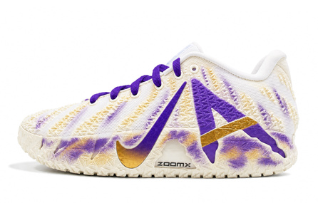 Custom Sneakers Nike Ja 3 Morant Generation 3 Walking Planet Purple Gold Dynasty Niche Gradient Color Block Premium Fashion Trendy Individualistic Commuting Rebound Grip Low-Top Basketball Shoes Men's White Gold Purple