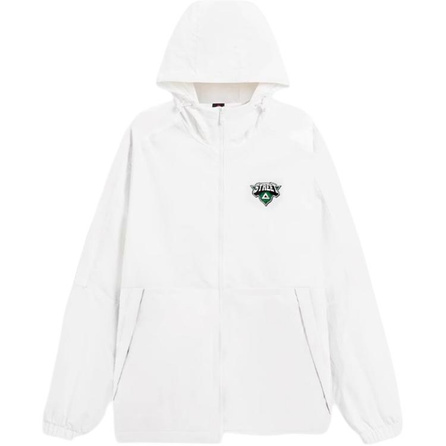 Peak Basketball Culture Series Comfortable Simple Versatile Letter Logo Casual Windproof Hooded Jacket Coat Men's Off-White