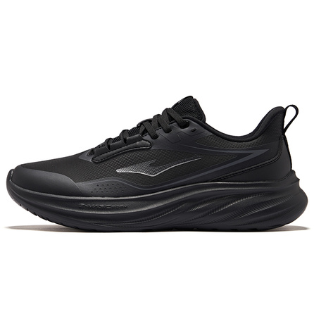 Erke Yuechi 2 Leather Windproof Water-Resistant Comfortable Fashion Trendy Soft Cushioning Rebound Low-Top City Commuter Running Shoes Men's Pure Black