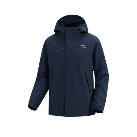 Jeep Hooded Solid Color Patchwork Drawstring Embroidered Logo American Retro Minimalist Mountain Style Outdoor Hiking Camping Trekking Comfortable Urban Functional Commute Multi-Functional Windproof Waterproof Wear-Resistant Versatile Light Luxury Workwea
