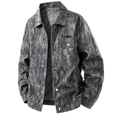 Jeep Niche Artistic Ombre Tie-Dye Retro Lapel Workwear American Street Relaxed Feel Jacket Daily Commute Streetwear Check-In Versatile Trendy Top Men's Jacket Men's