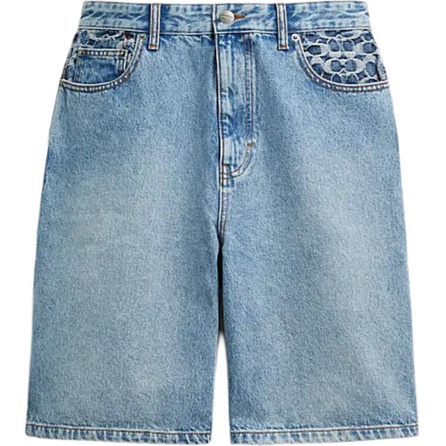 COACH SS24 Denim Shorts Men's Light Blue