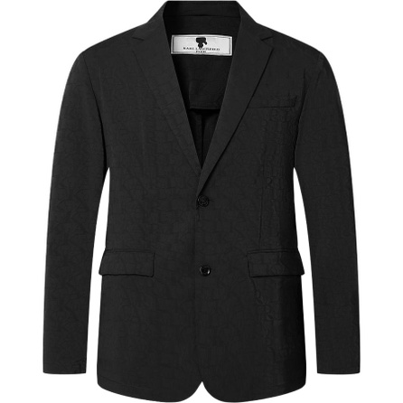 KARL LAGERFELD SS26 Dark Pattern Jacquard Single-Breasted Long Sleeve Blazer Men's