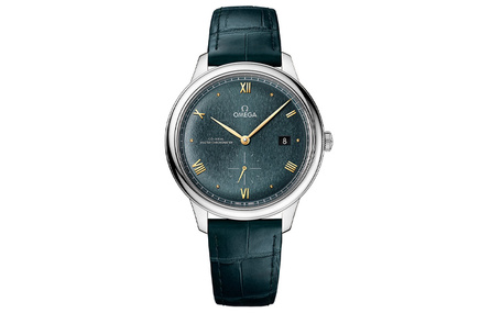 OMEGA De Ville Prestige Automatic Mechanical Movement 30m Water Resistant Unisex Swiss Watch 41mm Green Dial Stainless Steel Case Leather Strap