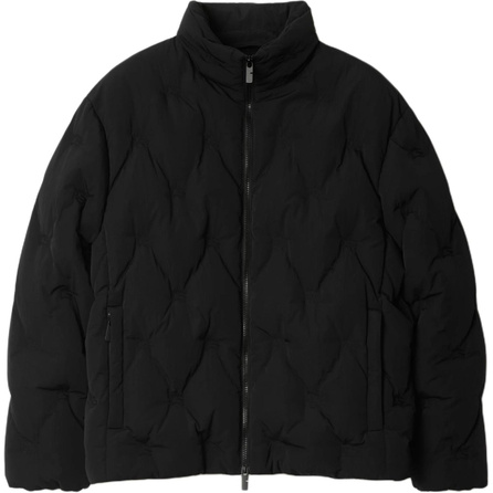 Burberry Solid Color Stand Collar Zipper Loose Long Sleeve Down Jacket Men's Black