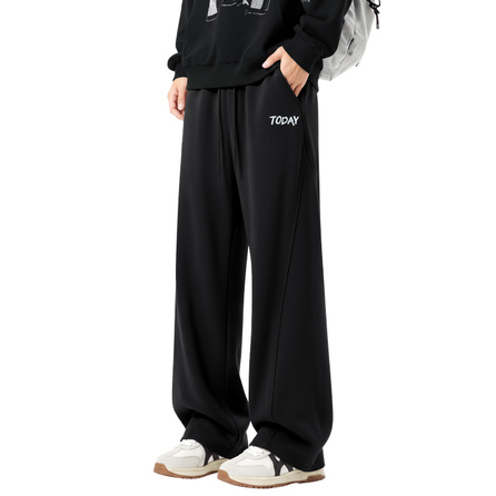 MINISO Cleanfit Versatile VIBE Style Deconstructed 325G Heavyweight Wear-Resistant Height-Enhancing Slimming Soft Skin-Friendly Drapey Curved Pants Letter Print American High Street Camping Vacation Dating Couple Casual Pants Men's